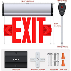 Edge-Lit LED Exit Sign with Emergency Battery Backup, Single-Face Red, Hardwired 120-277V AC, 120-Minute Emergency Runtime, Wall/Ceiling/Side Mount, Commercial Emergency Exit Lighting