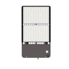 500W Max LED Shoebox Parking Lot Light, Up to 80,000 Lumens, 160 LM/W, 3000K/4000K/5000K CCT Selectable, Type III Distribution, 100-277V, 0-10V Dimmable, 1500W Metal Halide Equivalent, Bronze Housing, Slipfitter Mount, IP65, UL & DLC Certified