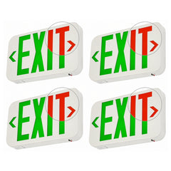 LED Exit Sign with Emergency Battery Backup, Red/Green Letters, Hardwired 120-277V AC, 90-Minute Backup, Double-Face Commercial Exit Light, Wall/Ceiling/Side Mount, UL 924 Listed