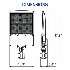 200W/240W/300W Selectable LED Parking Lot Light, Up to 42,000 Lumens, 5000K Daylight, Type III/Type V Distribution, 120-277V, 1,000W Metal Halide Equivalent, 0-10V Dimmable, IP65 Waterproof, Bronze Housing, UL & DLC Certified, 5-Year Warranty