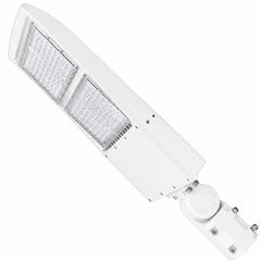 300W LED Parking Lot Light, 42,000 Lumens, 5000K Daylight, Type III/Type V Distribution, 120-277V, 1,000W Metal Halide Equivalent, Photocell Ready, 0-10V Dimmable, IP65 Waterproof, White Housing, UL & DLC Certified, 5-Year Warranty
