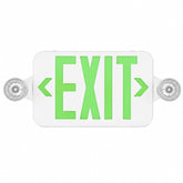 Green LED Exit Sign with Emergency Lights & Battery Backup, 120-277V AC, UL Listed, Dual Adjustable LED Heads, Wall/Ceiling/Side Mount, Commercial Emergency Exit Light for Indoor Business Safety