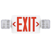 Red LED Exit Sign with Emergency Lights, Battery Backup, UL Listed, 120/277V AC, Commercial Emergency Exit Light Combo for Business & Building Safety