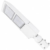300W LED Parking Lot Light, 42,000 Lumens, 5000K Daylight, Type III/Type V Distribution, 277-480V, 1,000W Metal Halide Equivalent, Photocell Ready, 0-10V Dimmable, IP65 Waterproof, White Housing, UL & DLC Certified, 5-Year Warranty