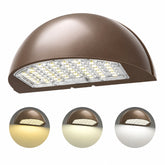 LED Half Moon Wall Pack Light, 3-Wattage Selectable (48W/64W/80W), Up to 10,800 Lumens, 3000K/4000K/5000K CCT Selectable, Up to 300W Metal Halide Equivalent, Built-In Dusk-to-Dawn Photocell, 120-347V, 5-Year Warranty