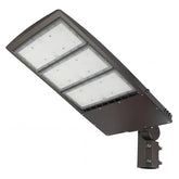 450W LED Shoebox Parking Lot Light, 58,500 Lumens, 1,500W Metal Halide Equivalent, 3000K/4000K/5000K CCT Selectable, Type III Distribution, 100-277V AC, 0-10V Dimmable, Bronze Housing, Slipfitter Mount, IP65, UL & DLC Certified