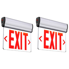 Edge-Lit LED Exit Sign with Emergency Battery Backup, Single-Face Red, Hardwired 120-277V AC, 120-Minute Emergency Runtime, Wall/Ceiling/Side Mount, Commercial Emergency Exit Lighting
