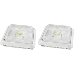 LED Under Canopy Light, 30W/40W/55W Selectable, Up to 7,150 Lumens, 3CCT, 120-277V AC, DLC Premium, IP65 Rated, Commercial Outdoor Ceiling Fixture for Gas Stations, Parking Garages & Soffits, 5-Year Warranty