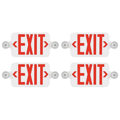 Red LED Exit Sign with Emergency Lights & Battery Backup, 120-277V AC, Wall/Ceiling Mount, Dual Adjustable LED Heads, 90-Minute Emergency Backup, Fire-Resistant Housing, UL 924 Listed, Commercial Emergency Lighting