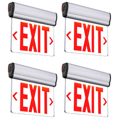 Edge-Lit LED Exit Sign with Emergency Battery Backup, Single-Face Red, Hardwired 120-277V AC, 120-Minute Emergency Runtime, Wall/Ceiling/Side Mount, Commercial Emergency Exit Lighting