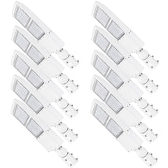 300W LED Parking Lot Light, 42,000 Lumens, 5000K Daylight, Type III/Type V Distribution, 120-277V, 1,000W Metal Halide Equivalent, Photocell Ready, 0-10V Dimmable, IP65 Waterproof, White Housing, UL & DLC Certified, 5-Year Warranty