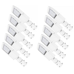 150W LED Parking Lot Light, 21,000 Lumens, 5000K Daylight, Type III/Type V Distribution, 120-277V, 600W Metal Halide Equivalent, Photocell Ready, 0-10V Dimmable, IP65 Waterproof, White Housing, UL & DLC Certified, 5-Year Warranty