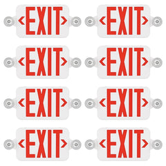 Red LED Exit Sign with Emergency Lights & Battery Backup, 120-277V AC, Wall/Ceiling Mount, Dual Adjustable LED Heads, 90-Minute Emergency Backup, Fire-Resistant Housing, UL 924 Listed, Commercial Emergency Lighting