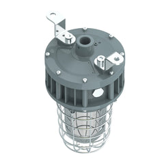 40W LED Explosion Proof Jelly Jar Light, Class I Division 1 & 2 Hazardous Location, 4,400 Lumens, 5000K, 120-277V Dimmable, 120° Beam, Industrial Cage Fixture, Surface Mount