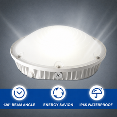 V3 Oval LED Parking Garage Light, 30W/40W/60W Selectable, Up to 9,000 Lumens, 3CCT 3000K/4000K/5000K, Motion Sensor Ready, DLC Premium, 120-277V AC, Commercial LED Garage Ceiling Light, 5-Year Warranty