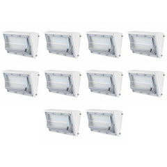 White LED Wall Pack Light, 3-Wattage Selectable (60W/80W/100W), Up to 15,600 Lumens, Up to 400W Metal Halide Equivalent, 3000K/4000K/5000K CCT Selectable, Built-In Dusk-to-Dawn Photocell, 120-277V, DLC Premium, 5-Year Warranty