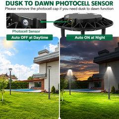 20W/30W/40W/60W CCT & Wattage Tunable Post Top LED Light, 3CCT 3000K/4000K/5000K, 130 LM/W, 120-277V AC, Built-In Photocell, 120° Beam, ETL/cETL & DLC Certified, IP65, 5-Year Warranty, Black Housing
