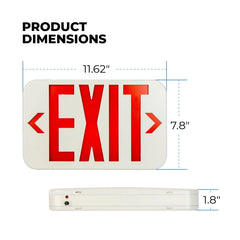 LED Exit Sign with Emergency Battery Backup, Red/Green Letters, Hardwired 120-277V AC, 90-Minute Backup, Double-Face Commercial Exit Light, Wall/Ceiling/Side Mount, UL 924 Listed