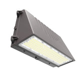 60W/90W/100W/120W LED Wall Pack Light, 4 Wattage Selectable, 3CCT 3000K/4000K/5000K, 160 LM/W, 120-277V, 0-10V Dimmable, Built-In Photocell, Type III Full Cutoff, IP65, DLC Premium, UL/cUL Listed, Bronze Aluminum