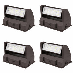 40W Rotatable LED Wall Pack Light, 5,400 Lumens, 200W Metal Halide Equivalent, 350° Adjustable Optics, 120-277V, DLC Premium, 5-Year Warranty