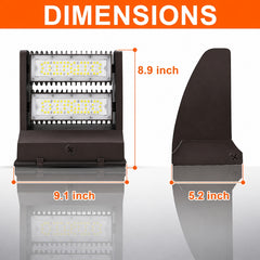 120W Rotatable LED Wall Pack Light, 16,200 Lumens, 400W Metal Halide Equivalent, 350° Adjustable Optics, 120-277V, DLC Premium, 5-Year Warranty