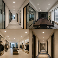 4-Inch Slim Square LED Recessed Downlight, 720 Lumens, 5CCT Selectable 2700K/3000K/3500K/4000K/5000K, Canless IC-Rated Ceiling Light with Junction Box, 9W TRIAC Dimmable Ultra-Thin Wafer Design, 18-27W MH/HPS Equivalent, 120V, 90+ CRI, 5-Year Warranty