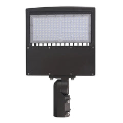 80W/100W/150W Selectable LED Parking Lot Light, Up to 21,000 Lumens, 5000K Daylight, Type III Distribution, 120-277V, 600W Metal Halide Equivalent, 0-10V Dimmable, IP65 Waterproof, Bronze Housing, UL & DLC Certified, 5-Year Warranty