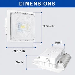 LED Under Canopy Light, 30W/40W/55W Selectable, Up to 7,150 Lumens, 3CCT, 120-277V AC, DLC Premium, IP65 Rated, Commercial Outdoor Ceiling Fixture for Gas Stations, Parking Garages & Soffits, 5-Year Warranty
