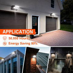 80W Rotatable LED Wall Pack Light, 10,800 Lumens, 250W Metal Halide Equivalent, 350° Adjustable Optics, 120-277V, DLC Premium, 5-Year Warranty