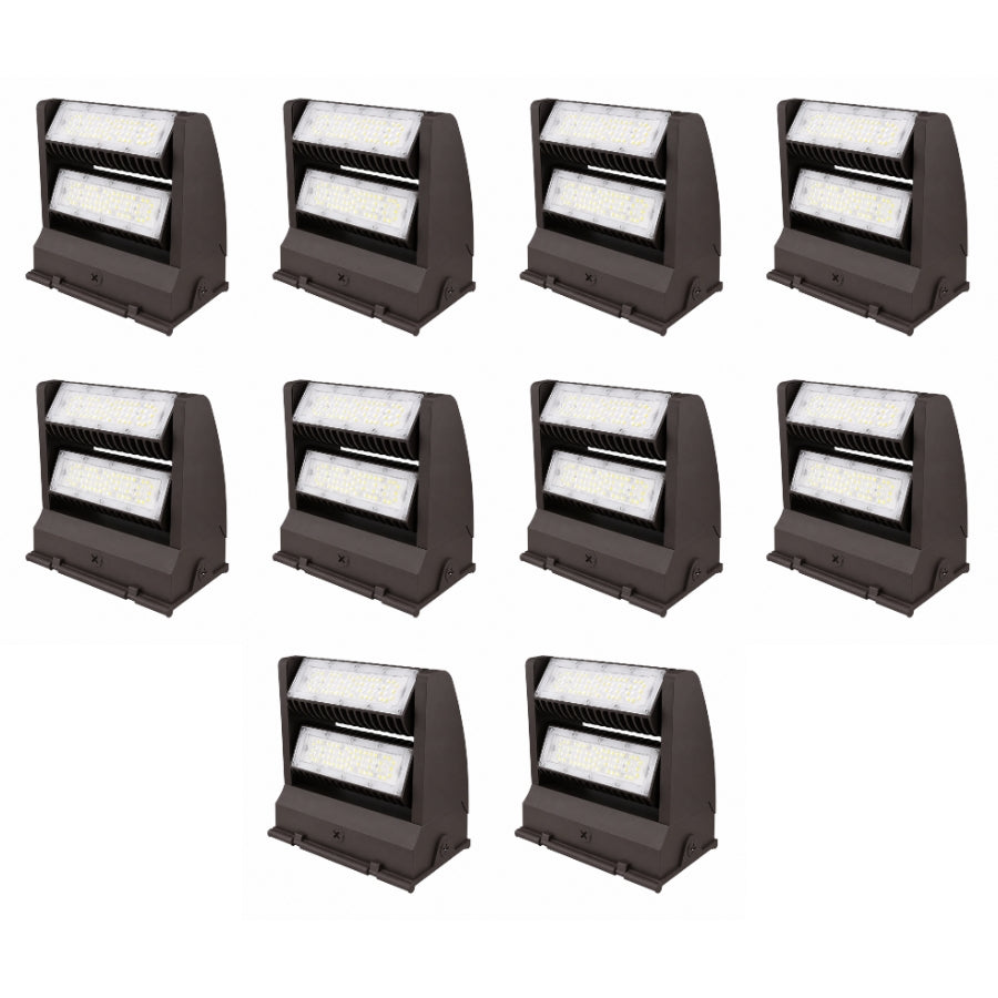120W Rotatable LED Wall Pack Light, 16,200 Lumens, 400W Metal Halide Equivalent, 350° Adjustable Optics, 120-277V, DLC Premium, 5-Year Warranty