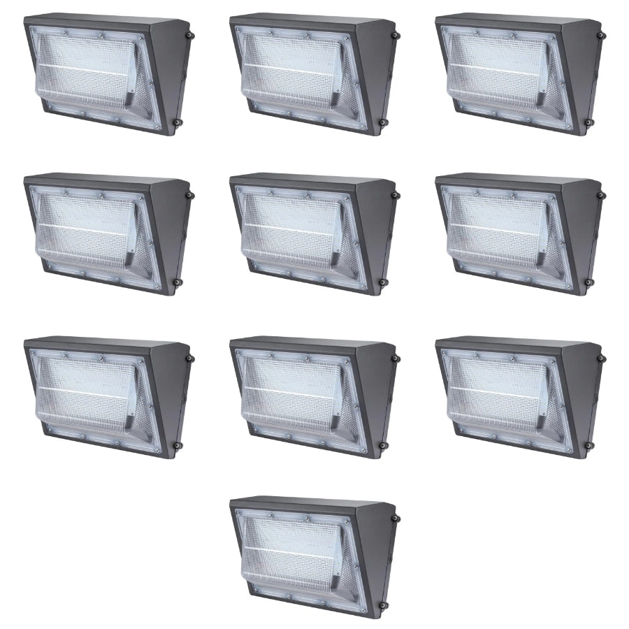 100W Semi-Cutoff LED Wall Pack Light, 13,000 Lumens, 400W Metal Halide Equivalent, 3000K/4000K/5000K CCT Selectable, Built-In Dusk-to-Dawn Photocell, 120-277V, 5-Year Warranty