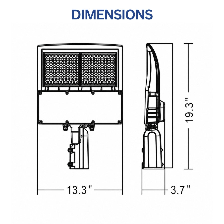 80W/100W/150W Selectable LED Parking Lot Light, Up to 21,000 Lumens, 5000K Daylight, Type III Distribution, 120-277V, 600W Metal Halide Equivalent, 0-10V Dimmable, IP65 Waterproof, Bronze Housing, UL & DLC Certified, 5-Year Warranty