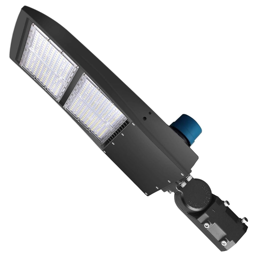 200W/240W/300W Selectable LED Parking Lot Light with Photocell, Up to 39,000 Lumens, 130 LM/W, 1,000W Metal Halide Equivalent, 100-277V, 0-10V Dimmable, Bronze Shoebox Area Light, Slipfitter/Arm Mount/Yoke Bracket, UL Listed