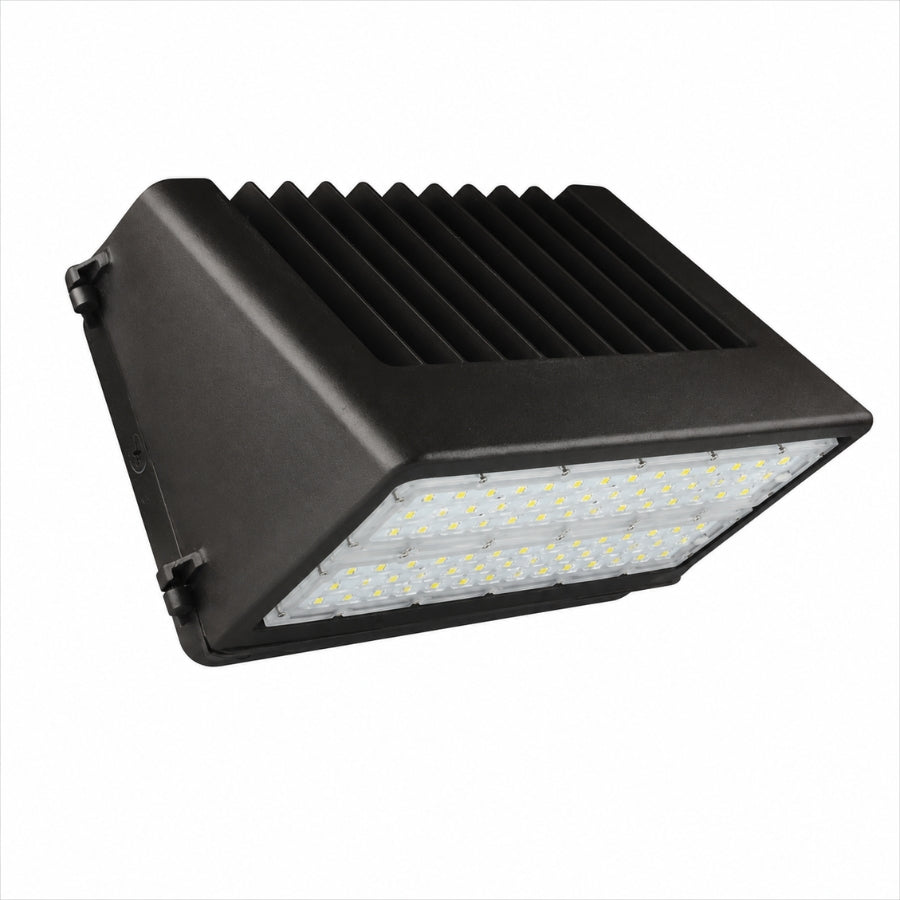 80W Full Cutoff LED Wall Pack Light, 11,200 Lumens, 250W Metal Halide Equivalent, 3000K/4000K/5000K CCT Selectable, Built-In Dusk-to-Dawn Photocell, 120-277V, DLC Premium, 5-Year Warranty