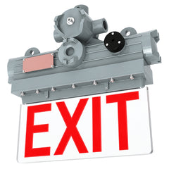 5W Explosion Proof LED Exit Sign, C1D1/C1D2 Hazardous Location, 3-Hour (180-Minute) Emergency Backup, 120-277V AC, 180° Beam, Red/Green LED, UL 844, UL 924 & UL Listed, IP66, Wall Mount