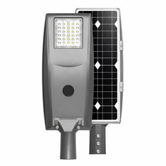 70W Solar LED Street Light, 7200 Lumens, 5700K, 180 LM/W, Integrated 18V Monocrystalline Solar Panel, LiFePO4 Battery, Motion Sensor, Dusk-to-Dawn Light Control, 150°×70° Beam, IP66, Die-Cast Aluminum, 4-7M Mounting Height