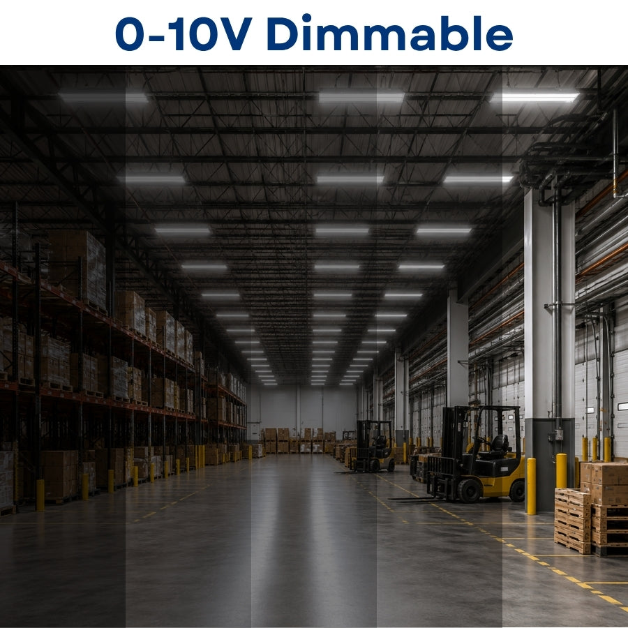4FT LED Linear High Bay Light, 300W, 42,000 Lumens, 5000K Daylight, Philips LED Chips, UL Driver, 0-10V Dimmable, 90-277V, 50,000-Hour Lifespan, Commercial Warehouse & Industrial Lighting