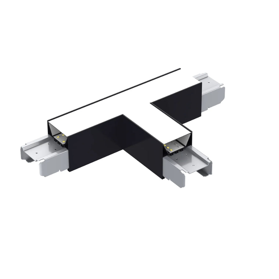 LED Linear Light T-Shape Connector, Black, for Seamless 3-Way Connection of Architectural Linear Light Fixtures, Easy Installation