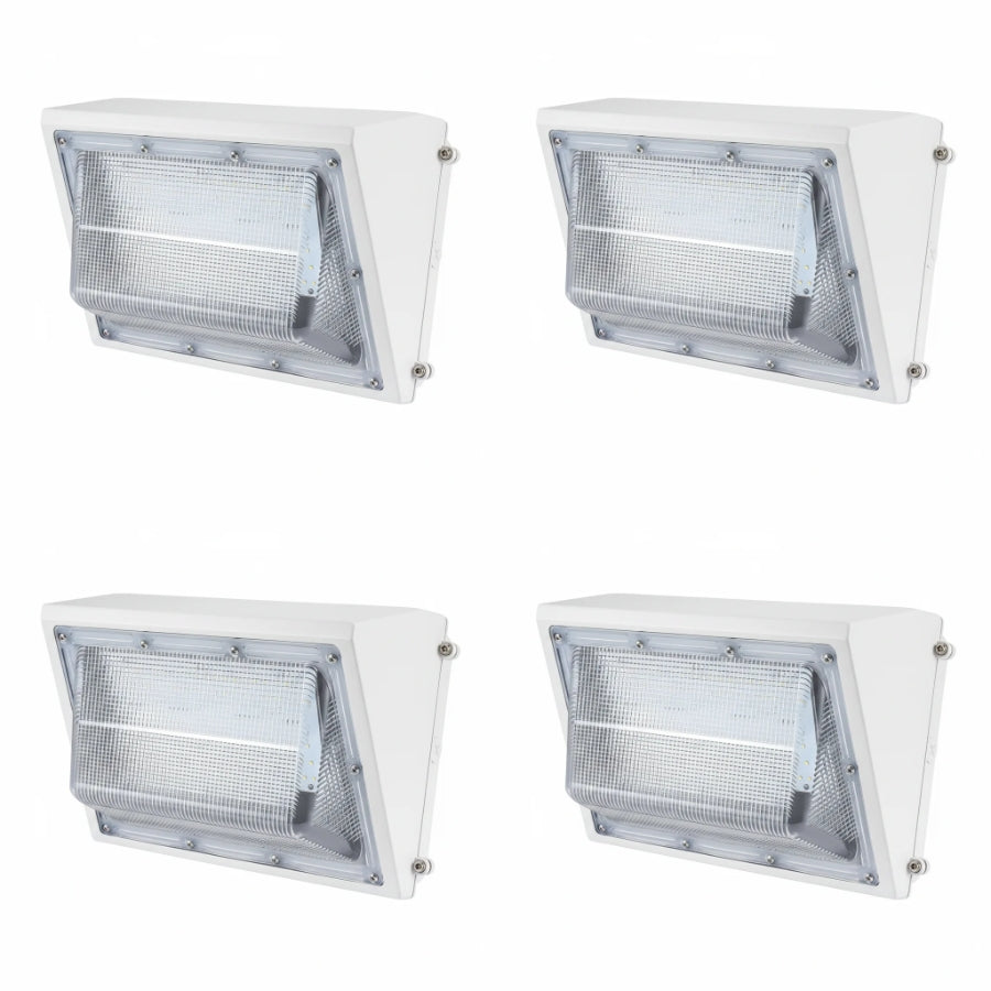 White LED Wall Pack Light, 3-Wattage Selectable (60W/80W/100W), Up to 15,600 Lumens, Up to 400W Metal Halide Equivalent, 3000K/4000K/5000K CCT Selectable, Built-In Dusk-to-Dawn Photocell, 120-277V, DLC Premium, 5-Year Warranty
