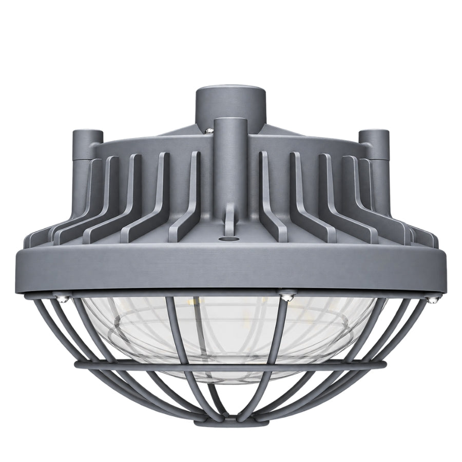80W Round LED Explosion Proof Low Bay Light, Class I Division 2, Groups A/B/C/D, Class II Division 2, 5000K, 10,400 Lumens, 120-277V AC, 130LM/W, IP66, UL/CUL Listed, DLC Listed, 180° Beam Angle, Hazardous Location