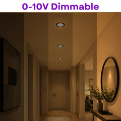 6-Inch Slim LED Recessed Downlight with Junction Box, 5CCT Selectable 2700K/3000K/3500K/4000K/5000K, 12W, 960 Lumens, 120V, TRIAC Dimmable, 90+ CRI, 120° Beam Angle, Black Metal Housing, Ultra-Thin Canless Wafer Design, ETL & cETL Listed