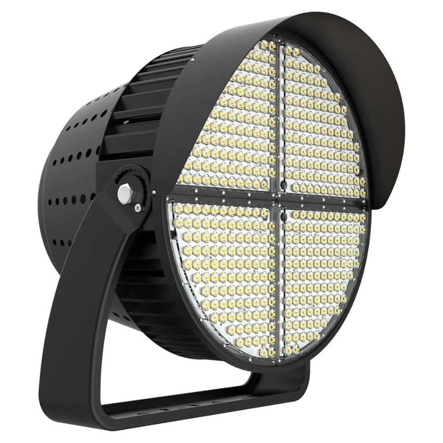 800W/1000W/1200W Wattage Selectable LED Stadium & Sport Light, Up to 180,000 Lumens, 150 lm/W, 5000K, 277-480V, 0-10V Dimmable, 30°/45°/60° Selectable Beam, Black Housing