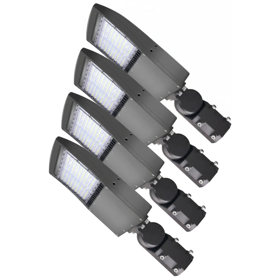 80W/100W/150W Selectable LED Parking Lot Light, Up to 21,000 Lumens, 5000K Daylight, Type III Distribution, 120-277V, 600W Metal Halide Equivalent, 0-10V Dimmable, IP65 Waterproof, Bronze Housing, UL & DLC Certified, 5-Year Warranty