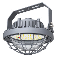 80W Round LED Explosion Proof Low Bay Light, Class I Division 2, Groups A/B/C/D, Class II Division 2, 5000K, 10,400 Lumens, 120-277V AC, 130LM/W, IP66, UL/CUL Listed, DLC Listed, 180° Beam Angle, Hazardous Location