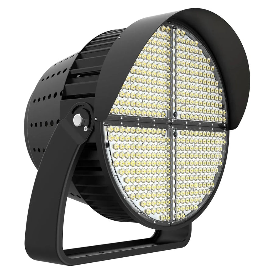 800W/1000W/1200W Wattage Selectable LED Stadium & Sport Light, Up to 180,000 Lumens, 150 lm/W, 5000K, 277-480V, 0-10V Dimmable, 30°/45°/60° Selectable Beam, Black Housing