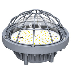 80W Round LED Explosion Proof Low Bay Light, Class I Division 2, Groups A/B/C/D, Class II Division 2, 5000K, 10,400 Lumens, 120-277V AC, 130LM/W, IP66, UL/CUL Listed, DLC Listed, 180° Beam Angle, Hazardous Location