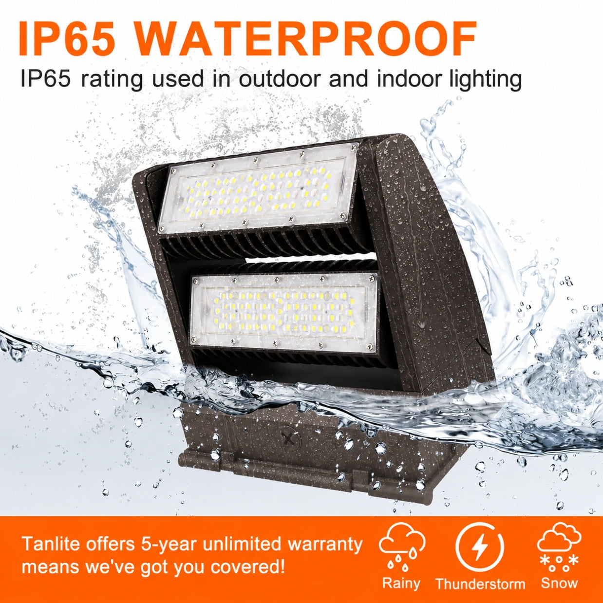 80W Rotatable LED Wall Pack Light, 10,800 Lumens, 250W Metal Halide Equivalent, 350° Adjustable Optics, 120-277V, DLC Premium, 5-Year Warranty