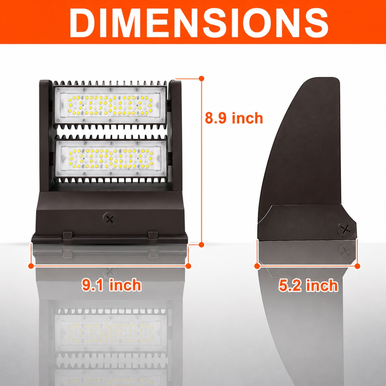 80W Rotatable LED Wall Pack Light, 10,800 Lumens, 250W Metal Halide Equivalent, 350° Adjustable Optics, 120-277V, DLC Premium, 5-Year Warranty
