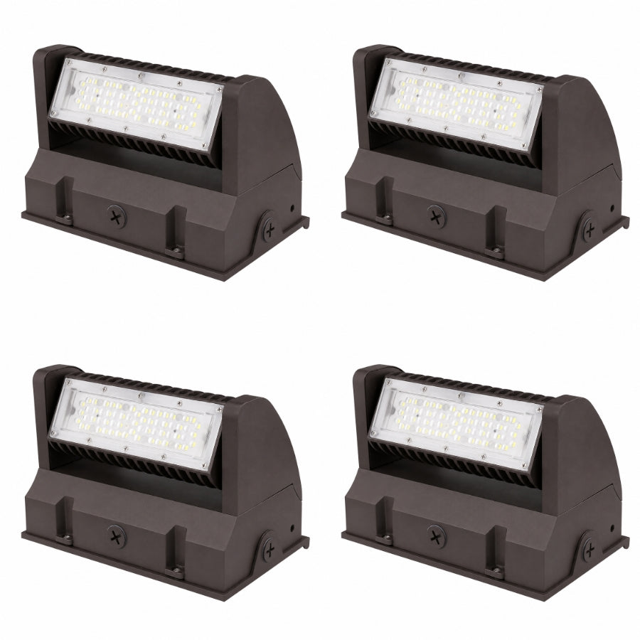 40W Rotatable LED Wall Pack Light, 5,400 Lumens, 200W Metal Halide Equivalent, 350° Adjustable Optics, 120-277V, DLC Premium, 5-Year Warranty