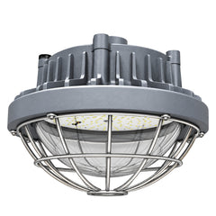 80W Round LED Explosion Proof Low Bay Light, Class I Division 2, Groups A/B/C/D, Class II Division 2, 5000K, 10,400 Lumens, 120-277V AC, 130LM/W, IP66, UL/CUL Listed, DLC Listed, 180° Beam Angle, Hazardous Location